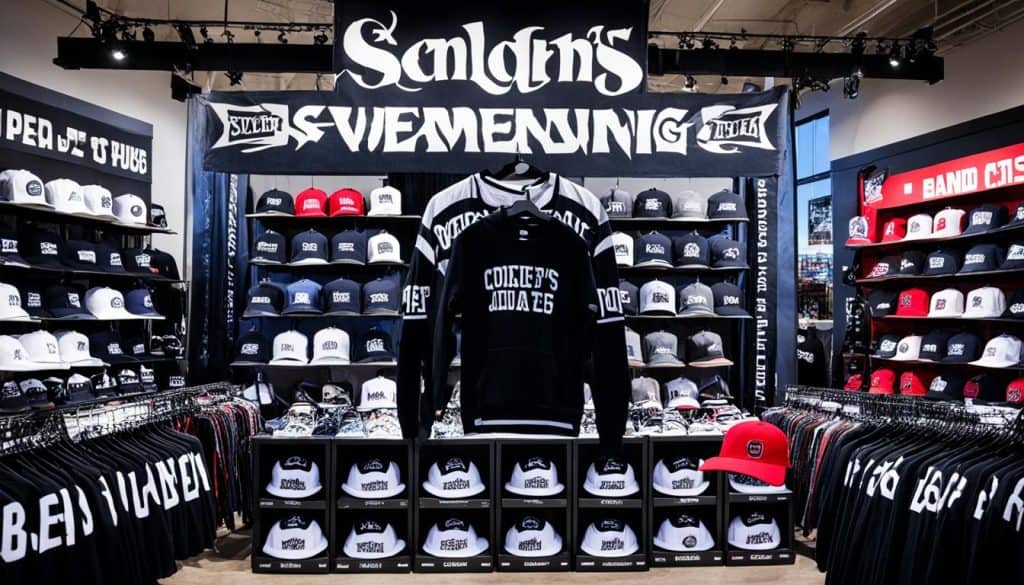 Band merchandise sales display Band merchandise sales display